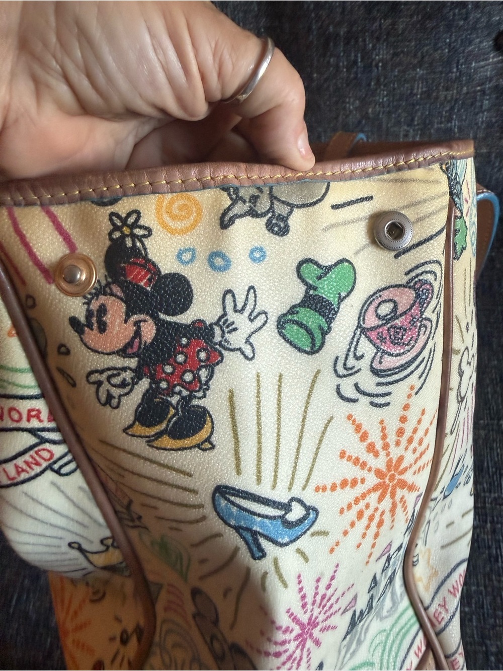 Dooney & Bourke Multicolor Disney Parks Tote with Brown Trim - Picture 9 of 10